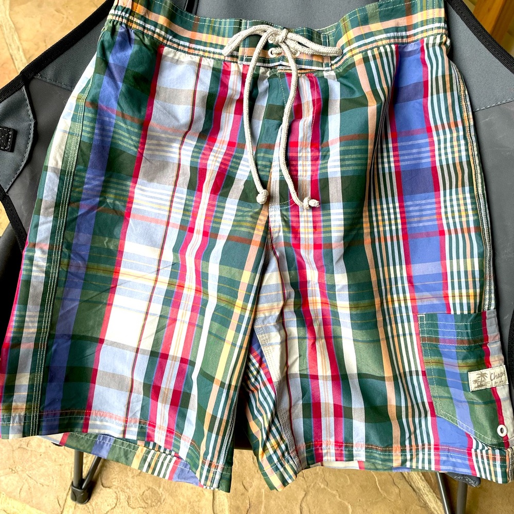 Chaps, Plaid, Swimsuit Trunks, Size M